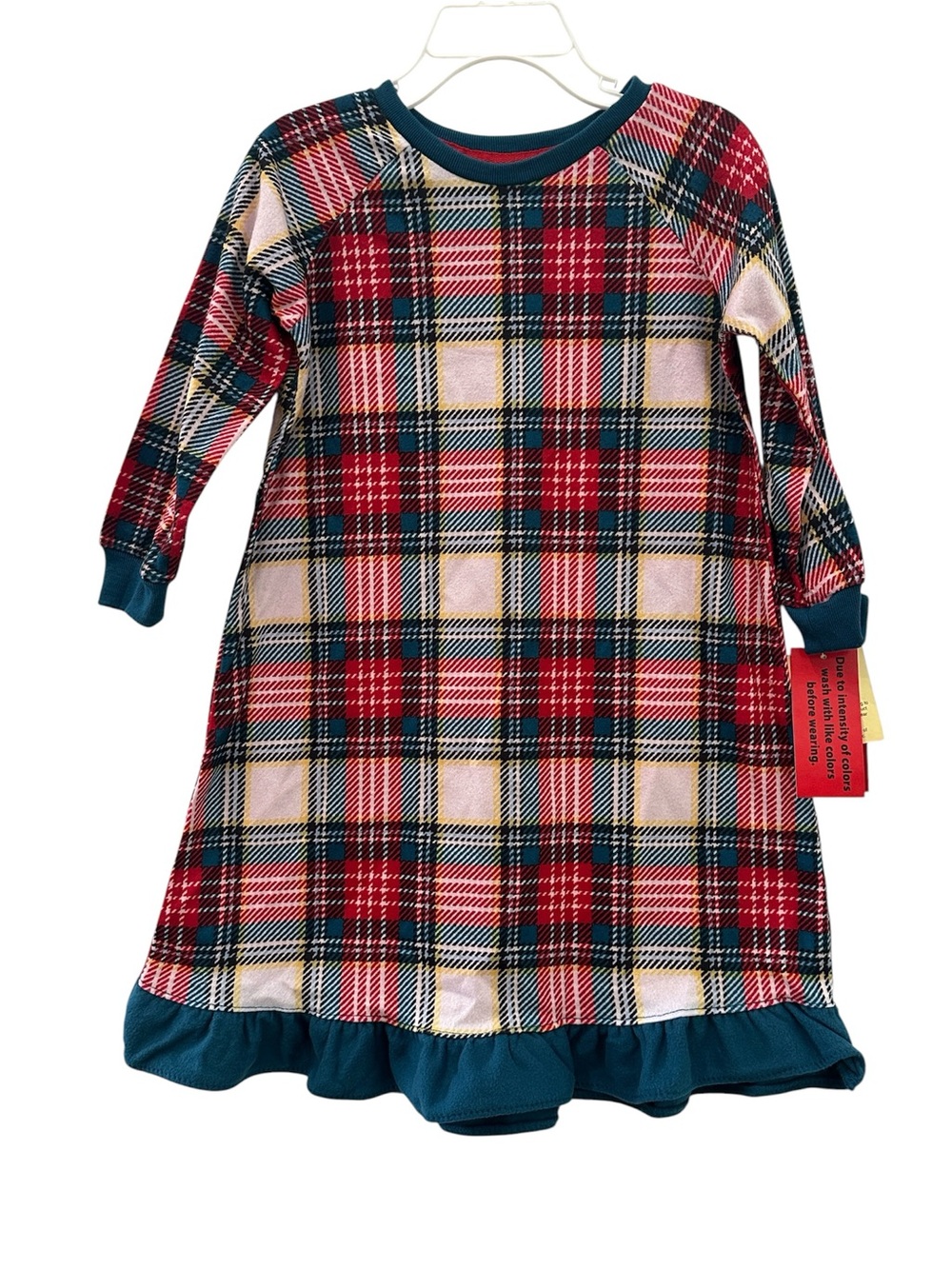 Jammies For Your Families Girls 2T Fleece Nightgown Plaid Ruffle Sleep Dress NEW
